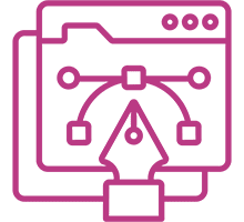 Graphic design tool icon in pink outline.