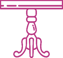 Pink outline of a table design.