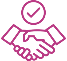 Handshake with checkmark, agreement concept icon.